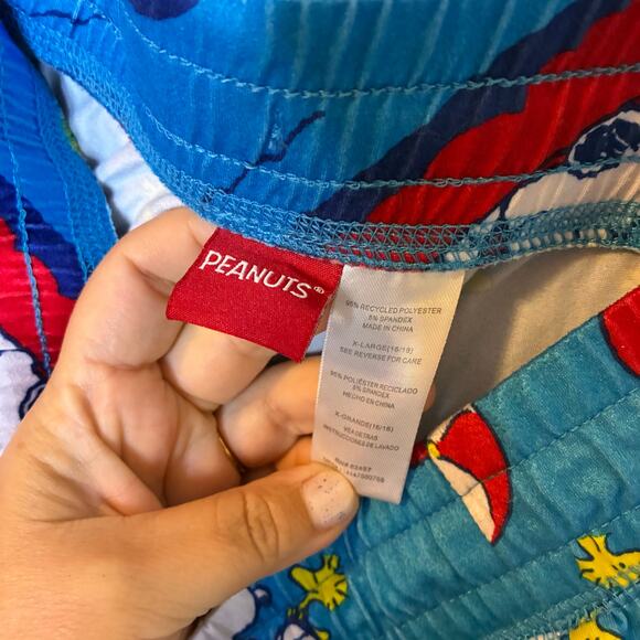 Snoopy Peanuts Woodstock Beach Blue Red Drawstring Pajama Pants US XL Unisex - Picture 3 of 7